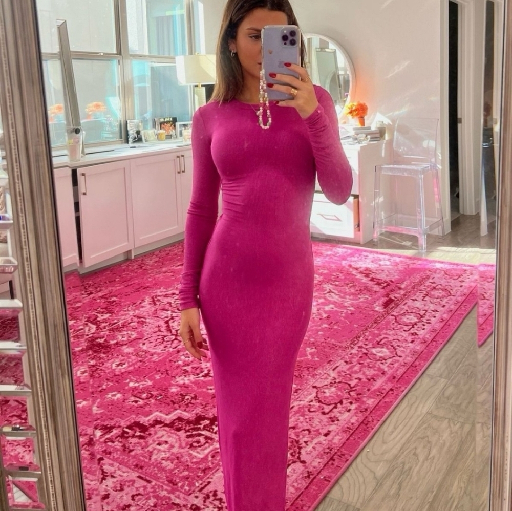 Skims Fits Everybody Long Sleeve Crewneck Dress